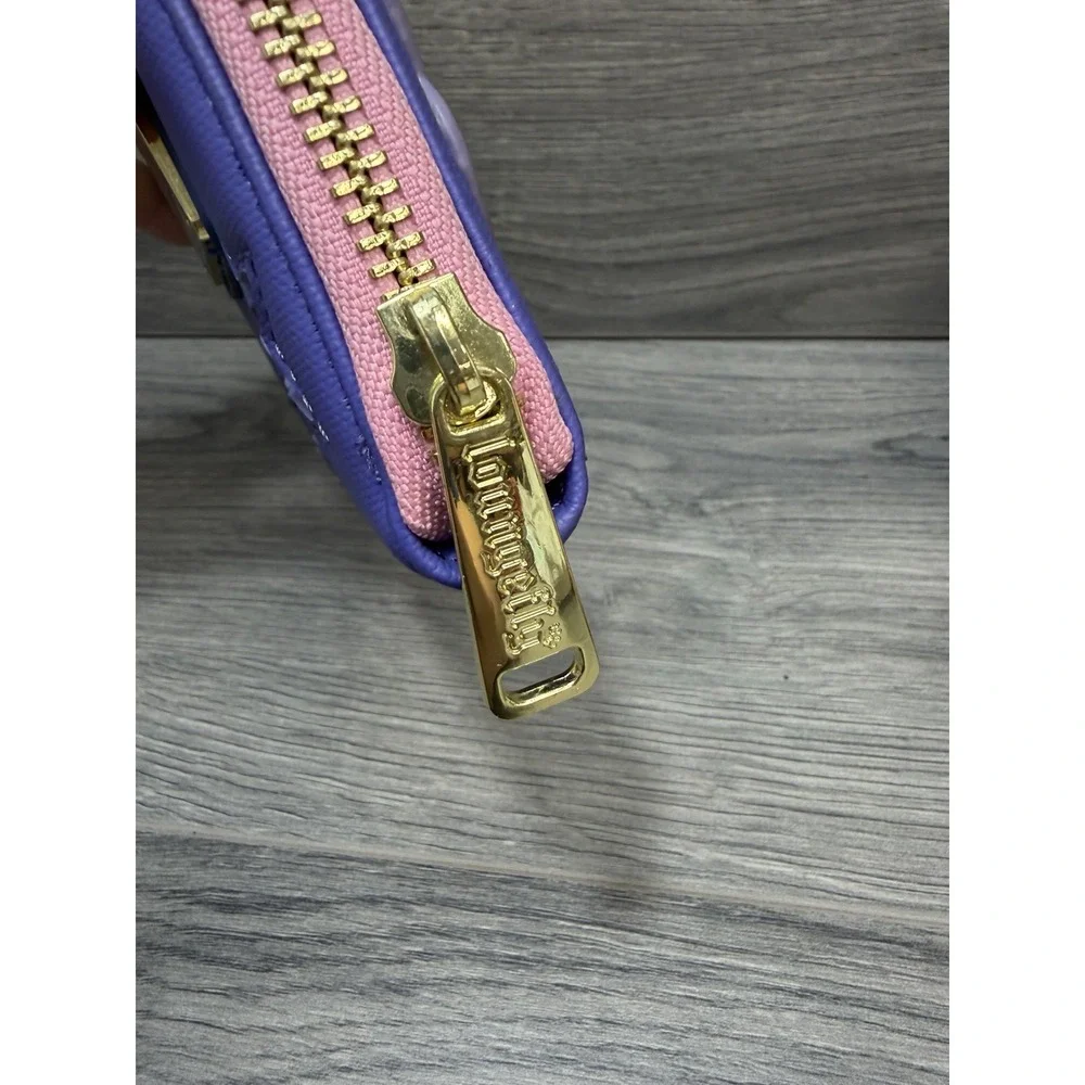Coraline Loungefly Zip Around Wallet Glow In The Dark Pink Purple Functional